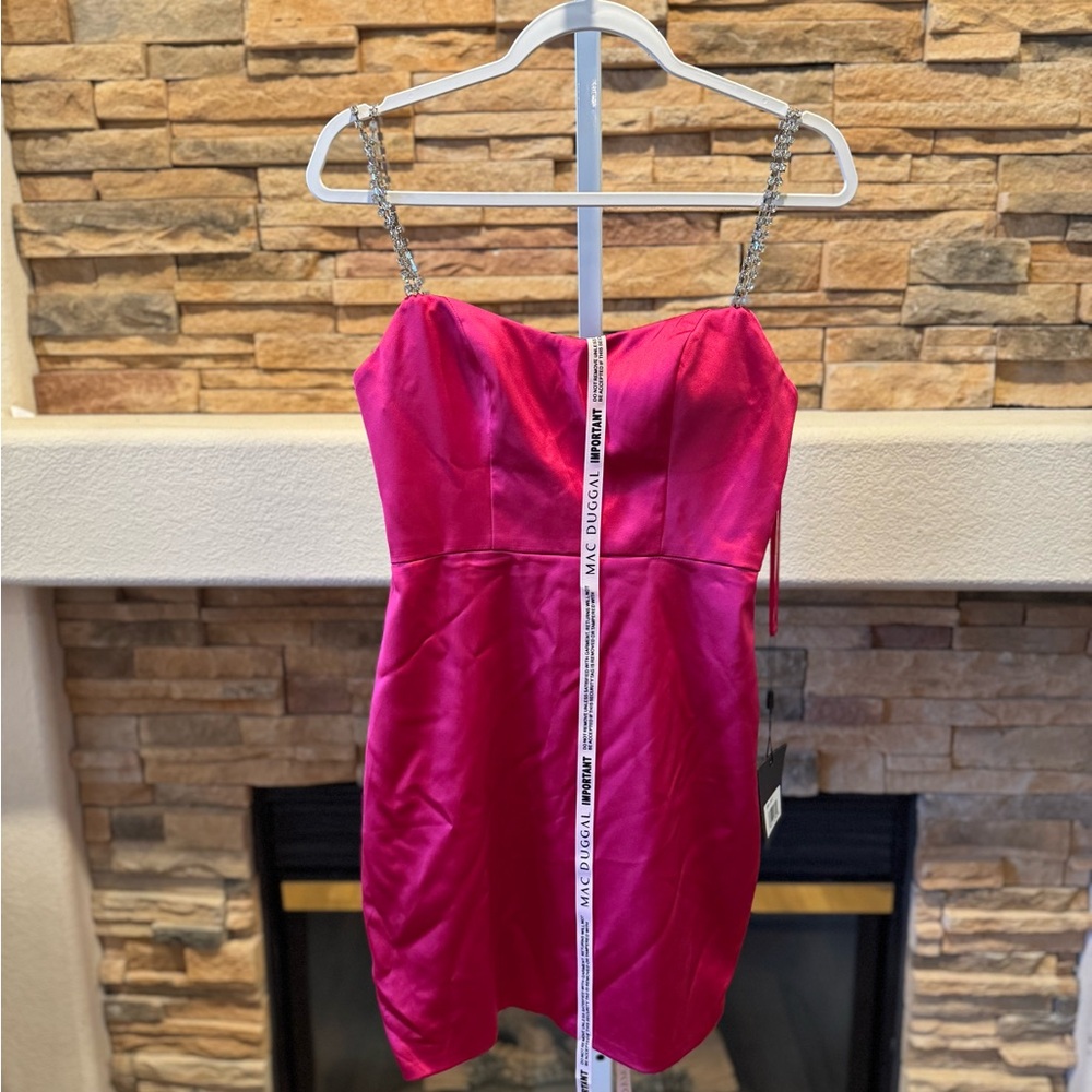 Mac Duggal Fuchsia Mini Dress Size 2 - Picture 3 of 9